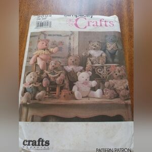Simplicity Sewing Pattern 9894 Stuffed Teddy Bears